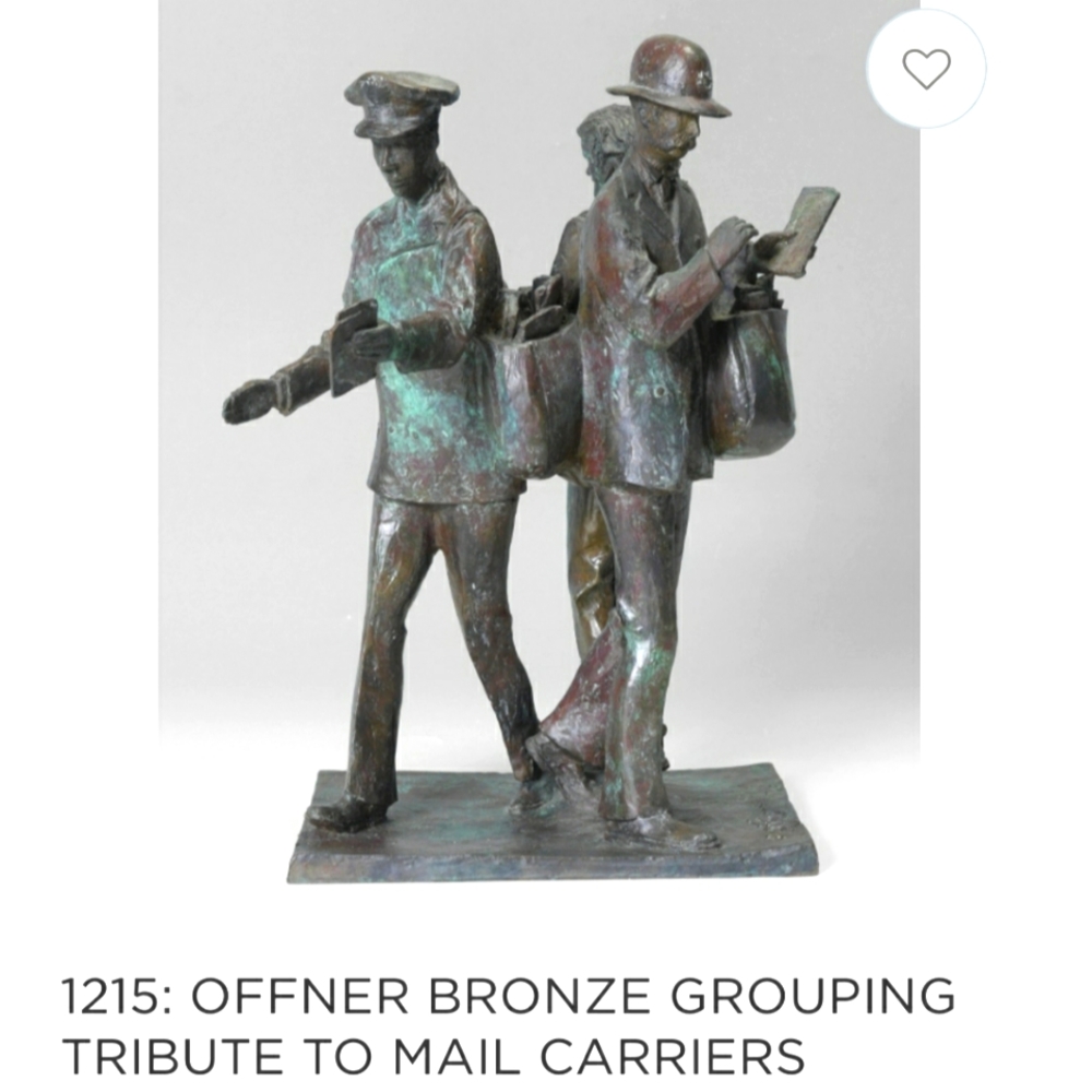 1215: OFFNER BRONZE GROUPING TRIBUTE TO MAIL CARRIERS